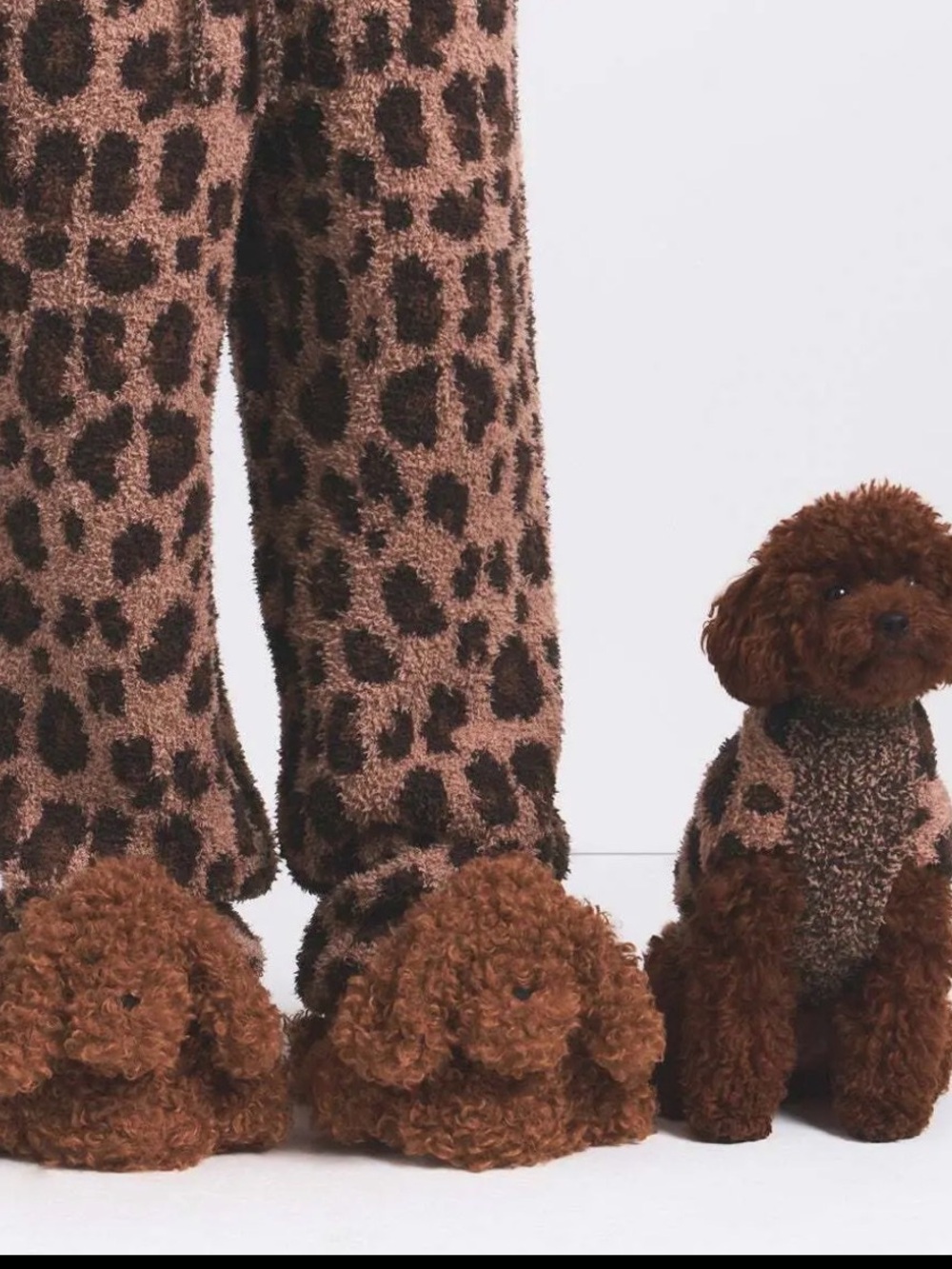 SKIMS CURLY FAUX FUR DOG SLIPPERS IN CHAI 39 8.5